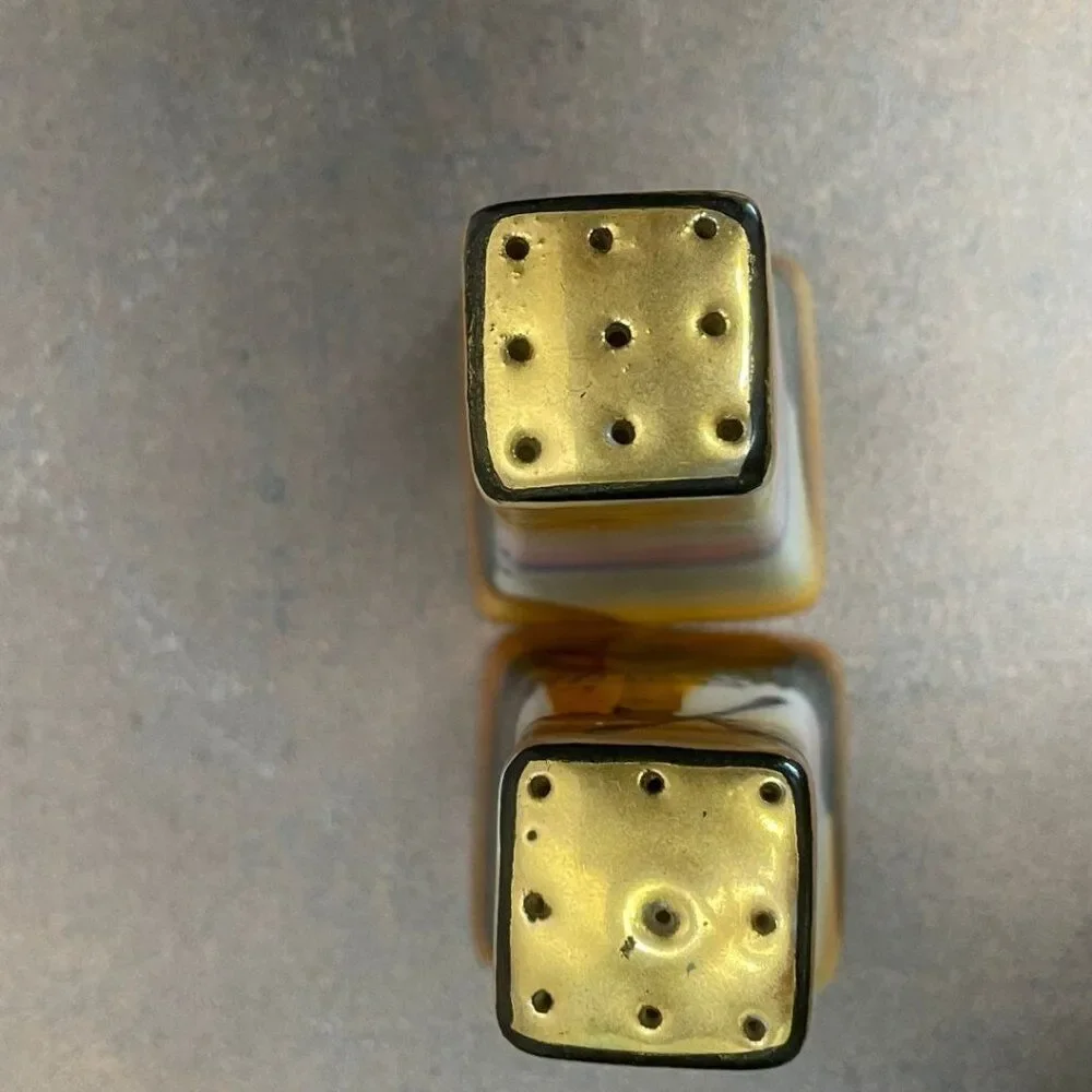 Vintage Windmill Salt & Pepper Shakers – Gold Leaf Tops, Porcelain 1940's
